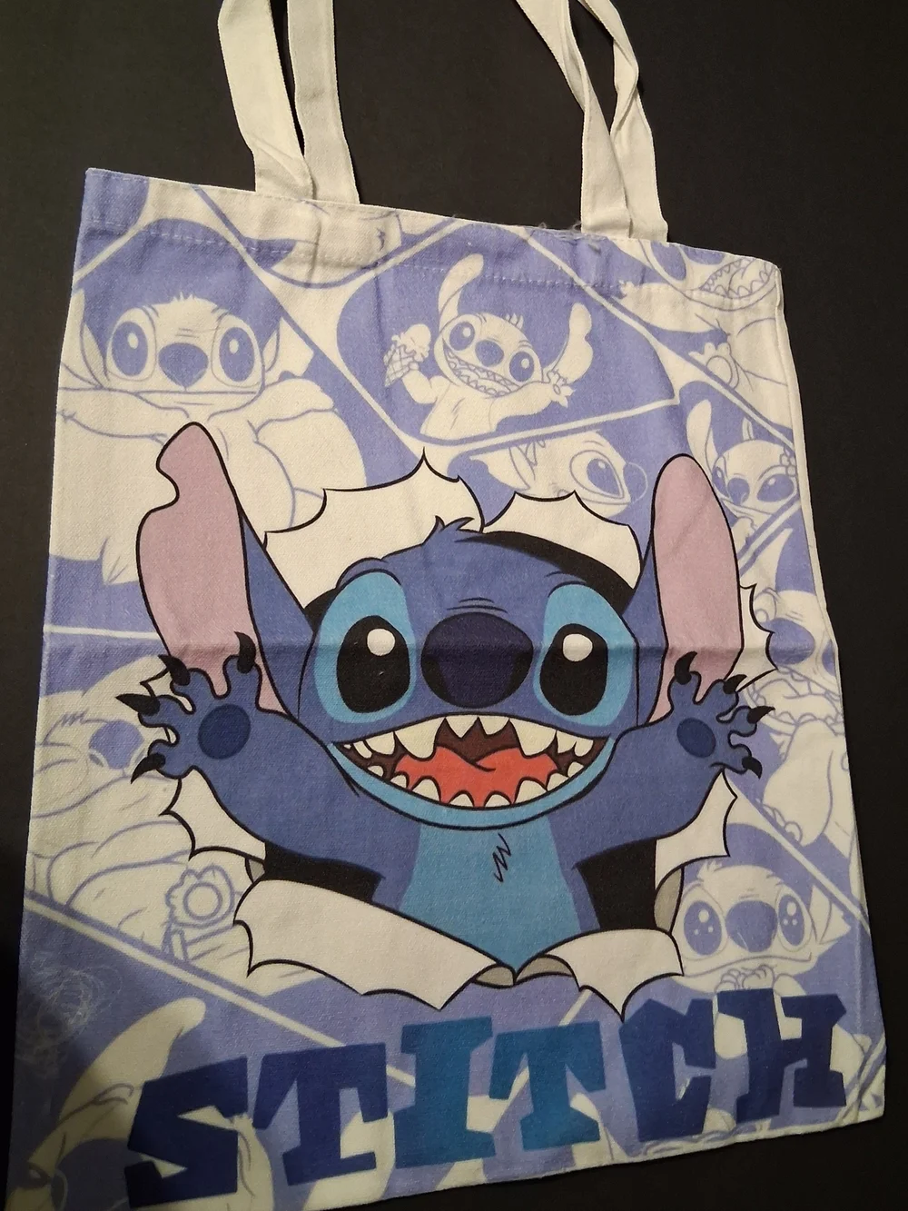Stitch Graphic Tote Bag - Blue & White